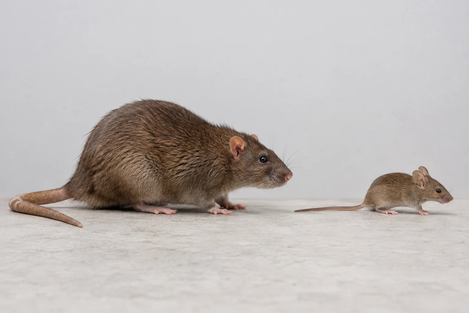 Rat and mouse compared side by side