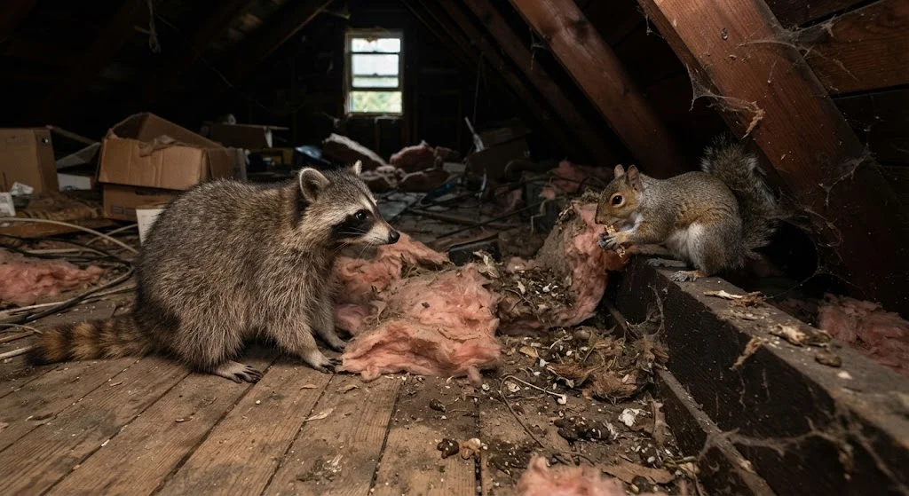 Wildlife in a roof space bringing in fleas